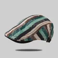 Vintage paisley newsboy cap with patchwork pattern and adjustable side buckle for styling - M (56-58cm) / Green
