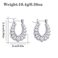 Silver wavy texture spiral earrings made of stainless steel with weight and size details - Silver Wave Texture Style (CBGE0036YS)