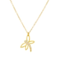 Elegant gold vintage dragonfly necklace with hollow wings and inlaid white cubic zirconia - Hollow Diamond Dragonfly Shape (KC金7194) / Gold