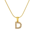 Vergulde roestvrijstalen ketting met een met parels ingelegde letter D hanger voor dames - D (S-P149-D)