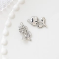Silver rose and leaf metal pendant for DIY jewelry making and custom accessories - 25# Silver Rose