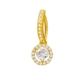 Macro detail of gold-plated belly ring featuring a large heart-shaped cubic zirconia stone - Gold Heart Style (24073101-5)