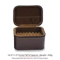 Brown PU leather bangle box with zipper, 16.5x11.5x12cm storage for jewelry and jade - 7 Slots / Coffee Exterior / Coffee Interior