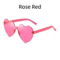Fashionable rose red heart-shaped rimless sunglasses with translucent jelly finish - Rose Red