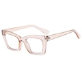 Fashionable large frame anti-blue light glasses with translucent pink resin finish for women - Champagne