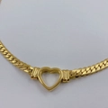 Collar grueso de acero de titanio dorado con colgante de corazón hueco muy pulido - Dorado