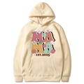 Sweat à capuche beige Mama Est 2025 avec motif floral vintage et poche kangourou - Kaki