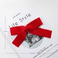 Red plush bow Christmas tree hanging ornament made of soft wool felt material - Red Cloth Bow (Large)