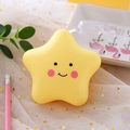 Cute yellow star-shaped night light with a smiling face made of soft silicone material - Star (Button Battery Model) / Yellow
