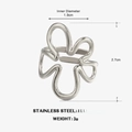 Minimalist silver stainless steel open ring featuring a hollow flower line design - Hollow Flower / Steel