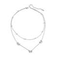 Collana a doppio strato in acciaio inossidabile argento con perline e farfalle - Collana con Fiocco Acciaio / Color Acciaio