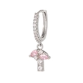 Charming mushroom drop earrings featuring pink marquise stones and silver plating - Silver Pink Mushroom