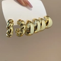 Detail of gold chunky hoop earrings set featuring twisted texture and smooth drop design - 28# Steel Pin (6-Piece Set) / Gold