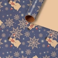 Deep blue Christmas gift wrapping paper roll with snowman and snowflake patterns - Blue Snowman