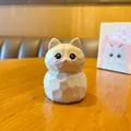 Cartoon wood carving style resin cat figurine in cream and yellow finish - Wood Carving Style Small - Ragdoll Cat