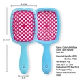 Vented hair brush with light blue handle and pink bristles for wet and dry styling - Light Blue + Rose Red