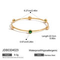 Gold stainless steel bangle with green gemstone and white zircon including measurements - Gemstone Zircon Style (JDB0304029) / Gold