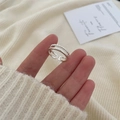 Minimalist double-layer silver twisted rope ring for women with adjustable open design - Double Layer Twisted Open Ring (J3764)