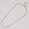Bohemian colorful seed bead necklace with white pearl and gold adjustable clasp - Blue Red Mixed J (MI-N220071J)