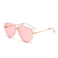 Gafas de sol aviador rosa de gran tamaño con patillas doradas y montura transparente - C3 Montura Rosa Lentes Rosas