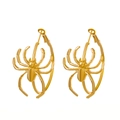 Gothic gold-plated spider hoop earrings for Halloween costume and vintage fashion - Spider Hoop Earrings (H-225) / Gold