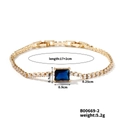 Dettagli del bracciale dorato con pietra quadrata blu e cristalli trasparenti - Stile Pietra Quadrata Blu Base Dorata (B00669-2)