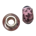 Pink charm beads with black butterfly patterns and metal cores for DIY jewelry bracelets - Pink Base Black Butterfly Bead