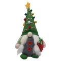 Gnome de Noël en peluche avec bonnet sapin vert et sac cadeau rouge pour décor de fête - Vert
