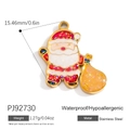 Glittery Santa Claus pendant in red and white stainless steel for DIY jewelry making - Glitter Santa Claus (PJ92730)