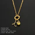 14K vergulde roestvrijstalen ketting met letter K hanger en gele zirkoon bedel sieraad - Letter K