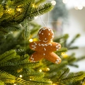 Peperkoekmannetje kerstboomhanger met glazuurdetail, 8,5x10,5cm feestelijke schuimdecoratie - Schuim Peperkoek Man