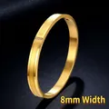 8mm width minimalist golden stainless steel hinged bangle with three crystal accents - Three Rhinestones (40-A-8) / 8mm Wide / Gold