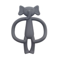 Grey elephant silicone baby teether with easy-grip ring handle for soothing newborns - Elephant-Steel Grey