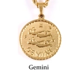 Collana a moneta in acciaio al titanio 18K placcato oro con ciondolo zodiaco Gemelli - Gemelli / Oro