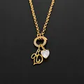 Stainless steel heart and alphabet letter pendant necklace with 14K gold finish - Letter A(XNL0085) / Gold