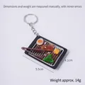 Miniatur Grillpfanne Schlüsselanhänger mit Ei, Fleisch und Mais, 5,5cm x 4,1cm Modell - Rindfleisch & Ei Grillplatte - Mit Schlüsselring