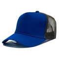 Königsblaue Trucker-Kappe aus Baumwolle mit braunem Netzrücken und verstellbarem Verschluss - Verstellbar (56-58cm) / Saphirblau