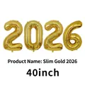 40-inch golden 2026 foil number balloons for New Year and graduation decorations - 40 Inch / Slim Gold
