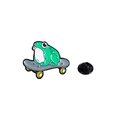 Cartoon-Frosch auf einem Skateboard Emaille-Anstecknadel mit schwarzem Gummiverschluss - Skateboard-Frosch (C2692-4)