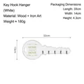 White wooden key rack with 5 hooks and HOME sweet HOME print 32x13cm size - White