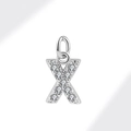 Exquisite silver-tone letter X pendant necklace featuring micro-set sparkling zircon crystals - White Gold (Letter X)