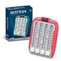 Red handheld rhythm game machine with blue packaging for kids' musical entertainment - Red