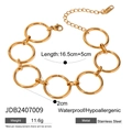 Minimalist golden stainless steel geometric circle link bracelet with adjustable chain - JDB2407009-Large Circular Link Chain Bracelet