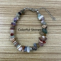 Multicolor natural stone chip bracelet with adjustable lobster clasp and extension chain - Rainbow