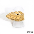 Anello minimalista in acciaio inossidabile dorato con foglia di monstera - Anello a foglia cava dorato (KB758)