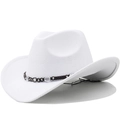 White felt western cowboy hat with woven band and diamond cut beads for men and women - White