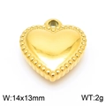 Golden heart pendant with bead edge detail 14x13mm stainless steel jewelry charm - Beaded Border Gold Heart Pendant (KLJ7998-Z)