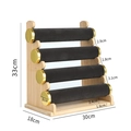 Four-tier bamboo jewelry stand with black velvet rolls and gold end caps for bracelets - 4-Tier Dark Grey