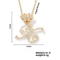 Gold plated butterfly letter H necklace with sparkling cubic zirconia on white background - Butterfly Letter X Pendant Style (N00203J-H--X)