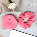 Pink scrunchie and drink cover set for glass protection and hair styling - 2-Piece Set (Scrunchie + Cup Cover) / Bright Pink